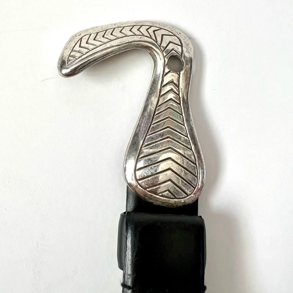 Vintage Chico’s Leather Adjustable Belt with Silver Buckle Closure